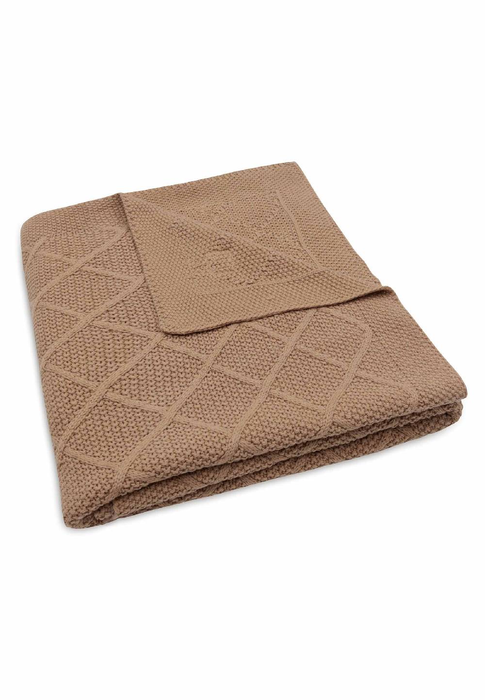 Jollein Decke Gitterbett 100x150cm Check Knit - Biscuit Großer Ausverkauf