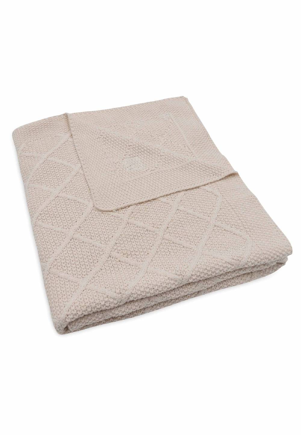 Jollein Decke Gitterbett 100x150cm Check Knit - Oatmeal Flash Sale