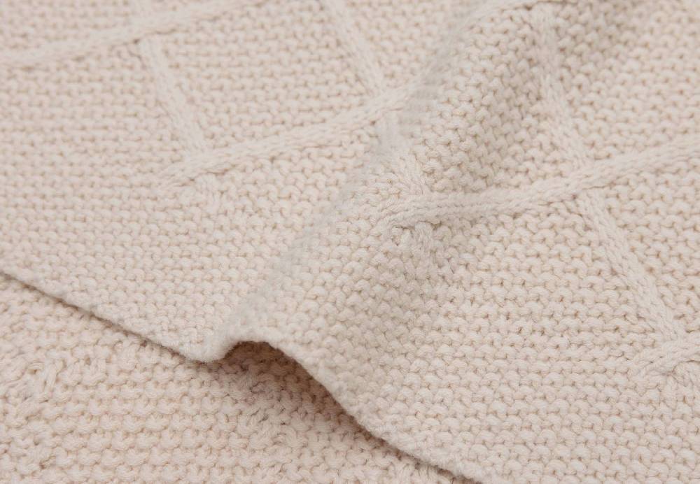 Jollein Decke Gitterbett 100x150cm Check Knit - Oatmeal Flash Sale