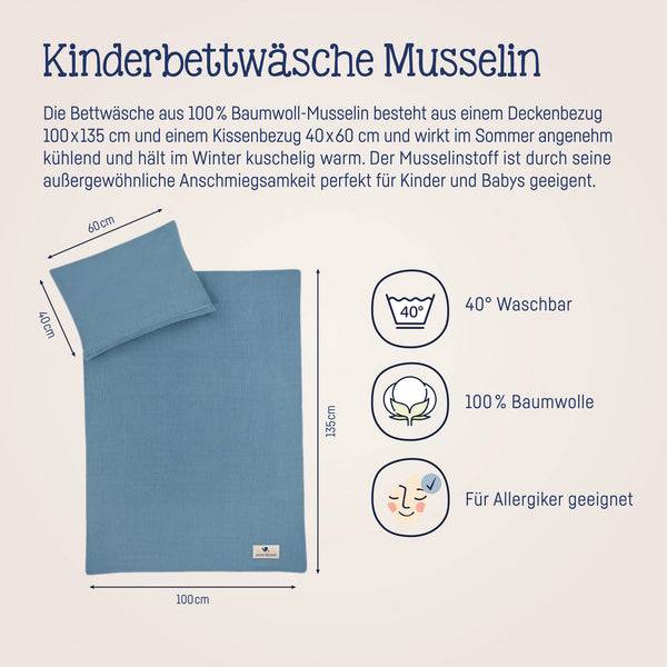Julius Zöllner Bettwäsche aus Baumwollmusselin, Blau Online Shopping