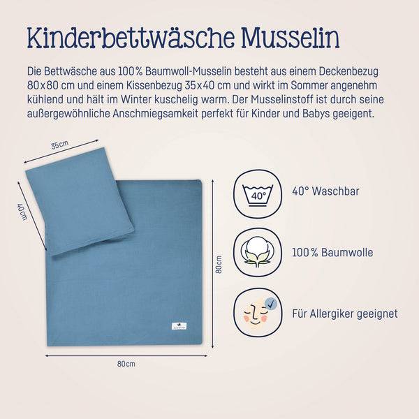 Julius Zöllner Bettwäsche aus Baumwollmusselin, Blau Online Shopping