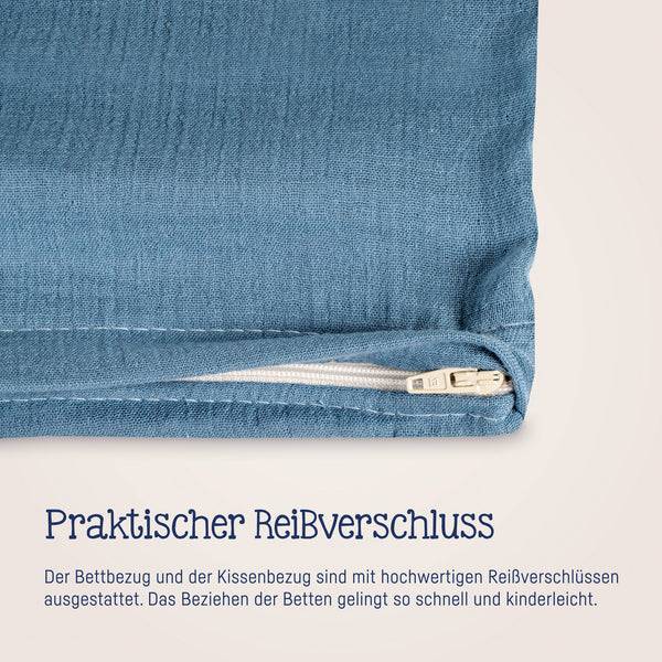 Julius Zöllner Bettwäsche aus Baumwollmusselin, Blau Online Shopping
