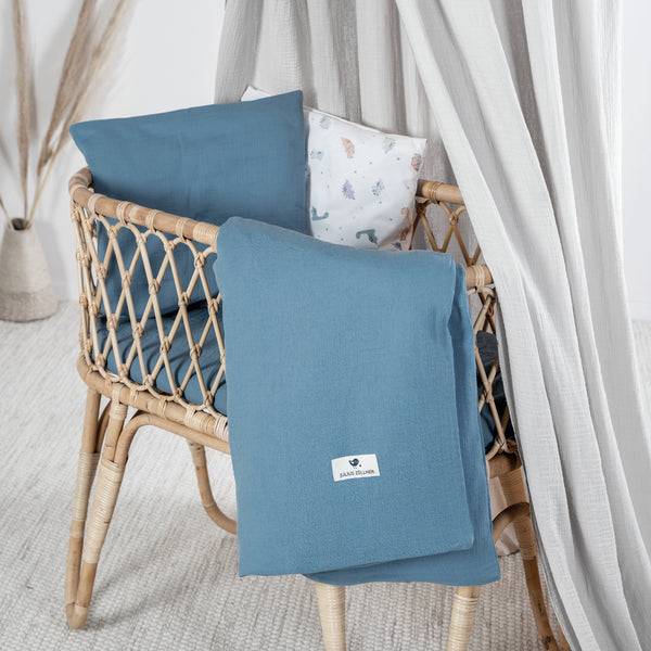 Julius Zöllner Bettwäsche aus Baumwollmusselin, Blau Online Shopping