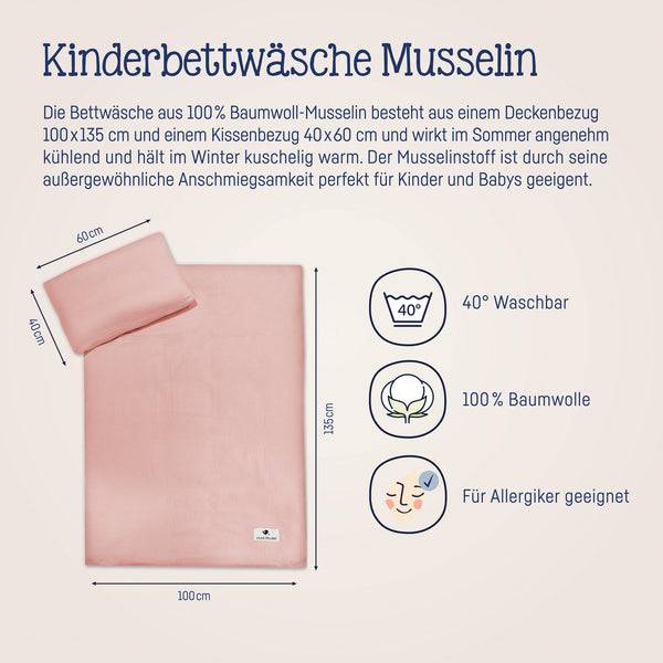 Julius Zöllner Bettwäsche aus Baumwollmusselin, Dusty Rose Exklusivangebot