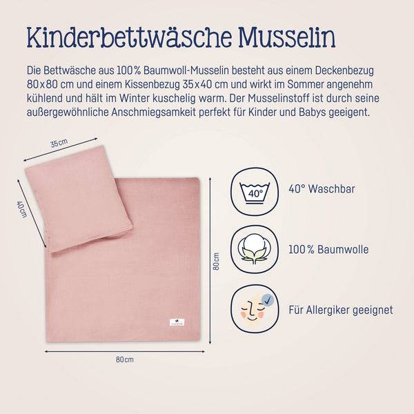 Julius Zöllner Bettwäsche aus Baumwollmusselin, Dusty Rose Exklusivangebot