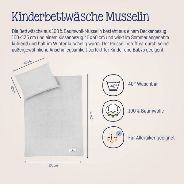 Julius Zöllner Bettwäsche aus Baumwollmusselin, Grau Preisnachlass