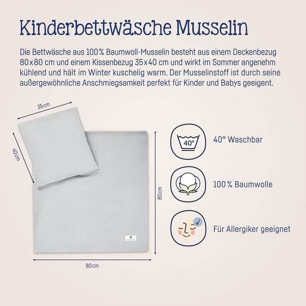 Julius Zöllner Bettwäsche aus Baumwollmusselin, Grau Preisnachlass
