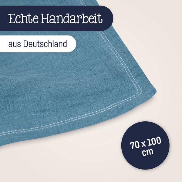 Julius Zöllner Kuscheldecke aus Baumwollmusselin, Blau Heißer Verkauf
