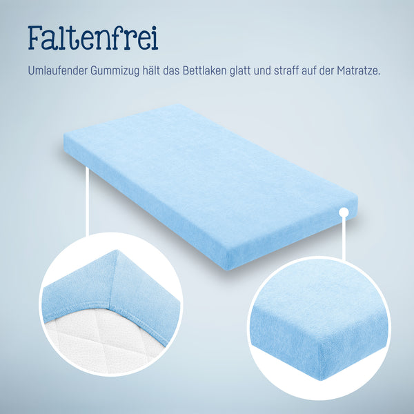 Julius Zöllner Fottee Spannbettlaken für Babymatratzen 60x120 bis 70x140cm, Hellblau Neueste Stile
