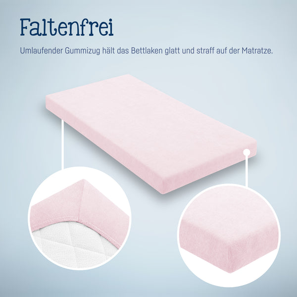 Julius Zöllner Fottee Spannbettlaken für Babymatratzen 60x120 bis 70x140cm, Rosa Letzte 2 Tage