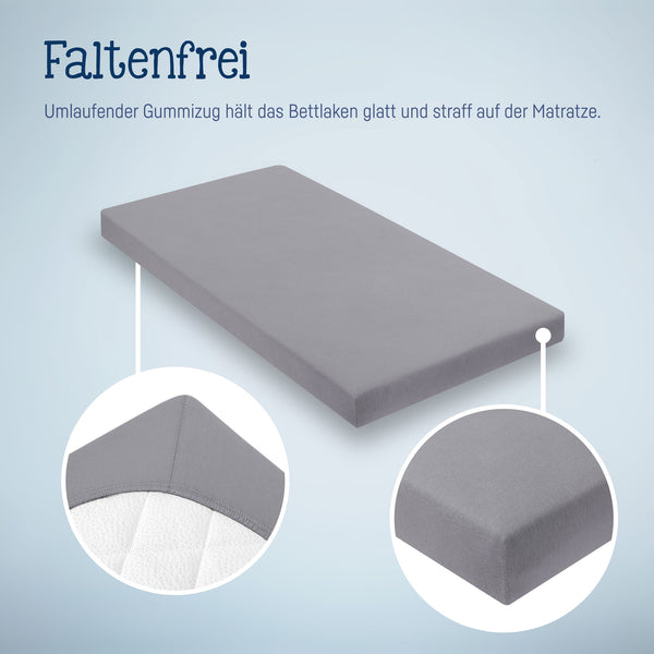 Julius Zöllner Jersey Spannbettlaken für Babymatratzen 60x120 bis 70x140cm, Anthracite Sonderangebote