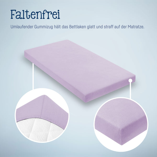 Julius Zöllner Jersey Spannbettlaken für Babymatratzen 60x120 bis 70x140cm, Flieder VIP-Rabatte
