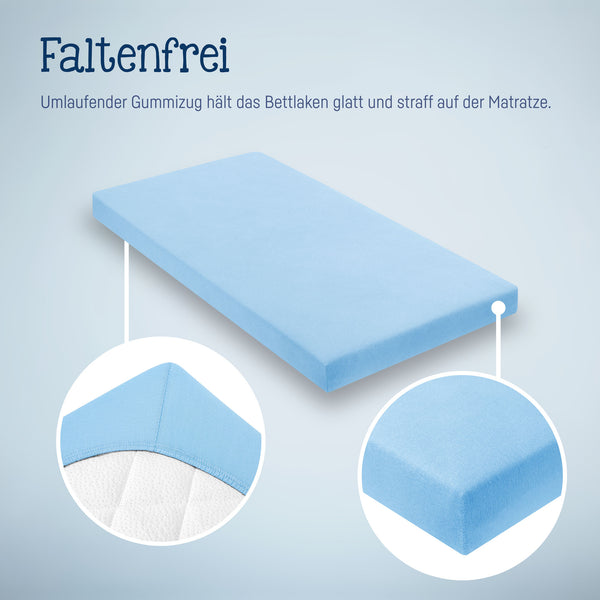 Julius Zöllner Jersey Spannbettlaken für Babymatratzen 60x120 bis 70x140cm, Hellblau Tiefpreis