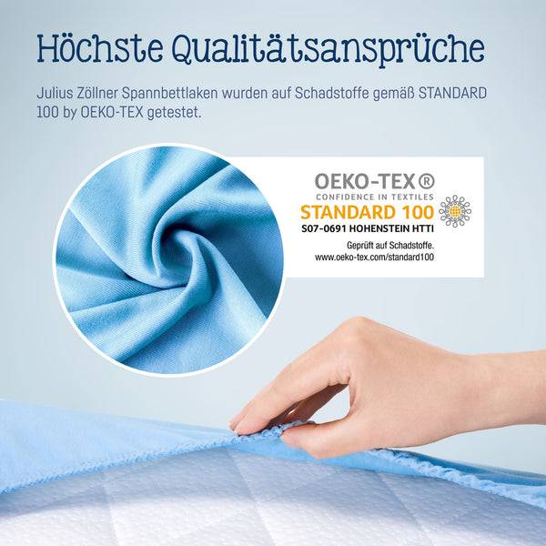 Julius Zöllner Jersey Spannbettlaken für Babymatratzen 60x120 bis 70x140cm, Hellblau Tiefpreis