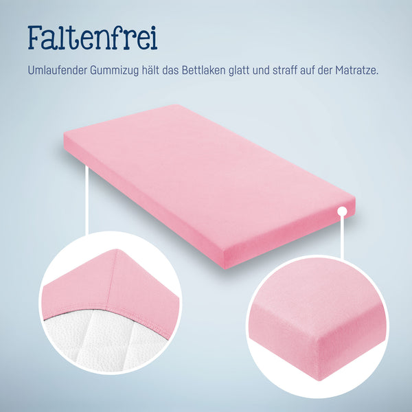 Julius Zöllner Jersey Spannbettlaken für Babymatratzen 60x120 bis 70x140cm, Rosa Kostenlose Rückgabe