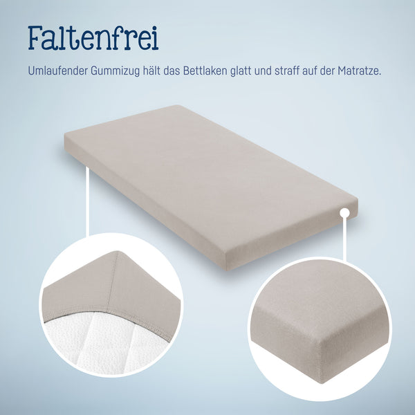 Julius Zöllner Jersey Spannbettlaken für Babymatratzen 60x120 bis 70x140cm, Taupe Letzte 3 Tage