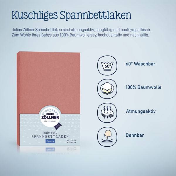 Julius Zöllner Jersey Spannbettlaken für Babymatratzen 60x120 bis 70x140cm, Terra JETZT KAUFEN