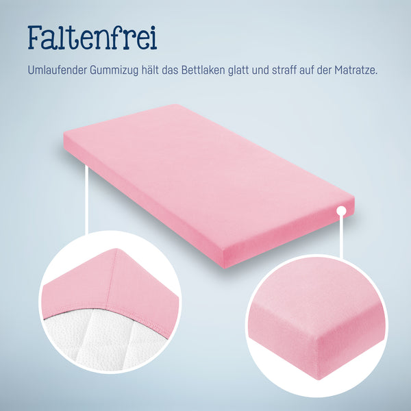 Julius Zöllner Jersey Spannbettlaken für Wiegen & Stubenwagenmatratzen 90x 40 cm, rosa Bis zu 55% Rabatt