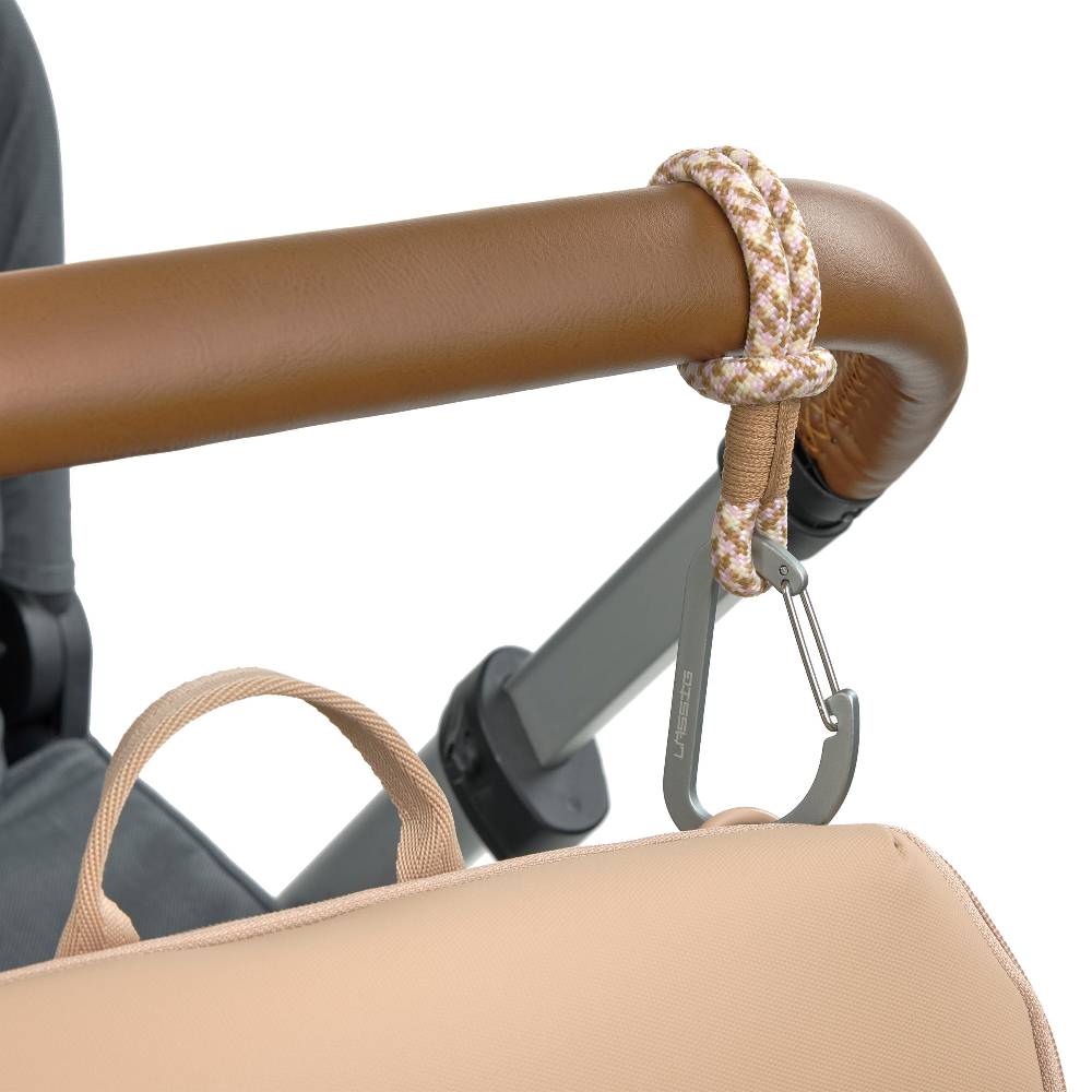Lässig Kinderwagenhaken 2er Set - Karabiner, Beige Vanille 2025