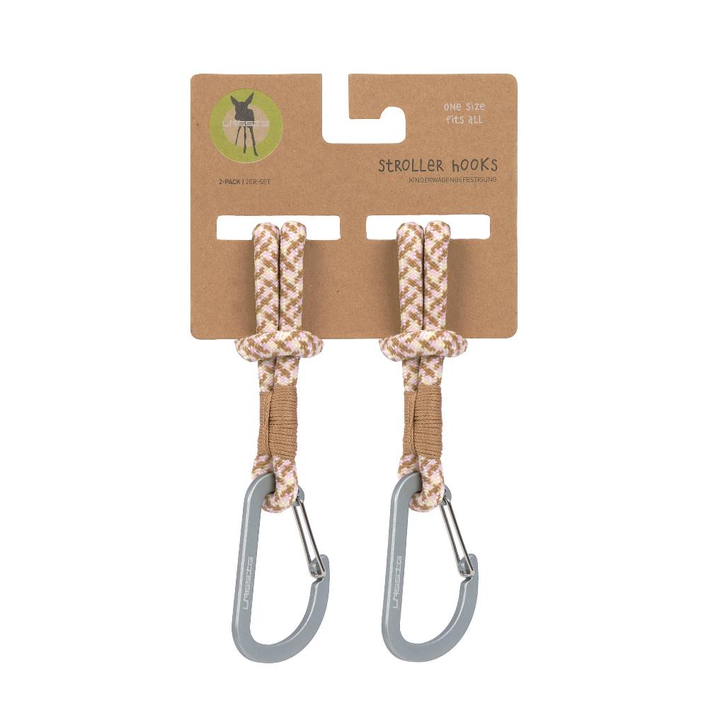 Lässig Kinderwagenhaken 2er Set - Karabiner, Beige Vanille 2025