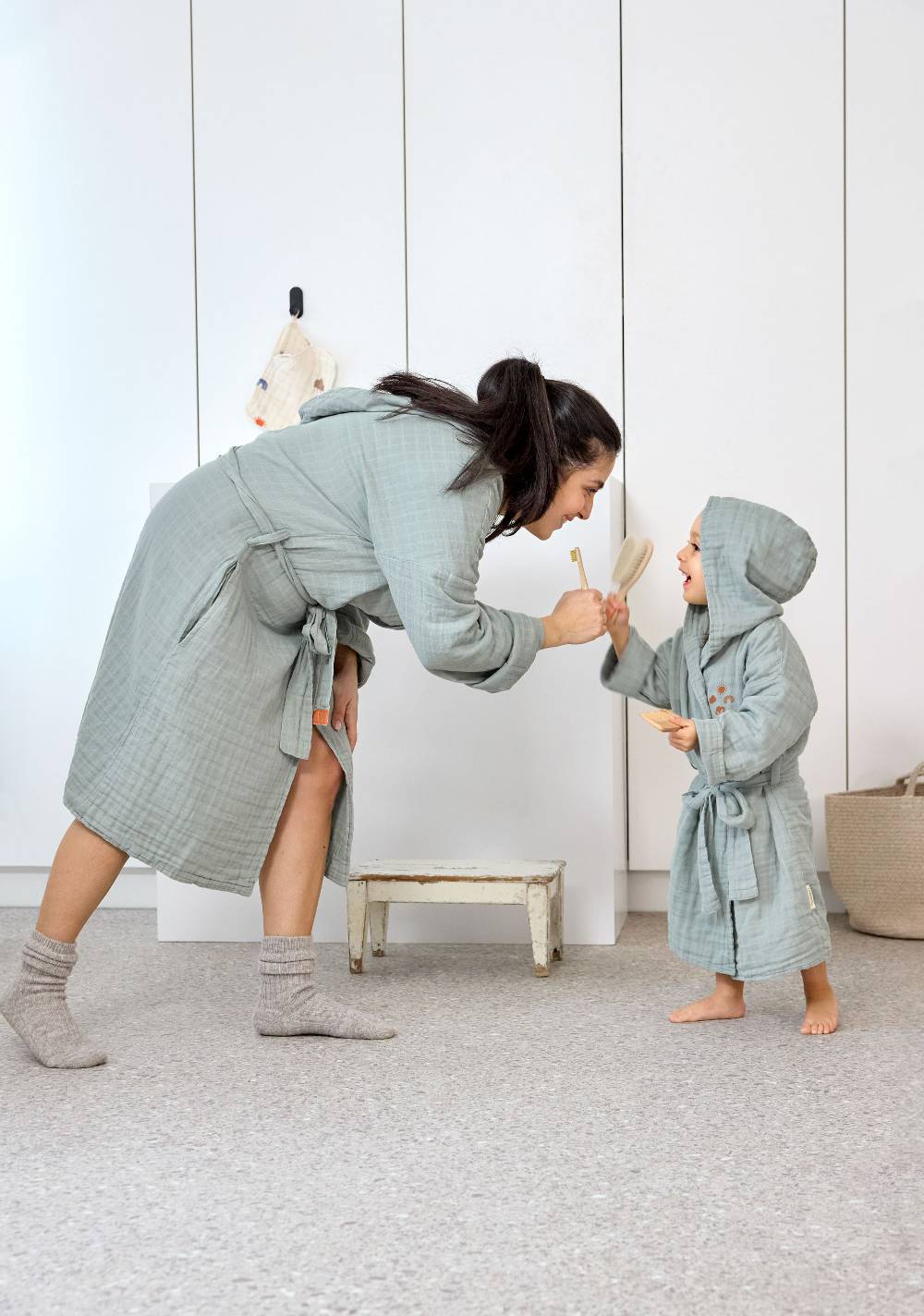 Lässig Bademantel Kinder (Little One & Me) - Baumwolle, Hellblau Sonderangebot