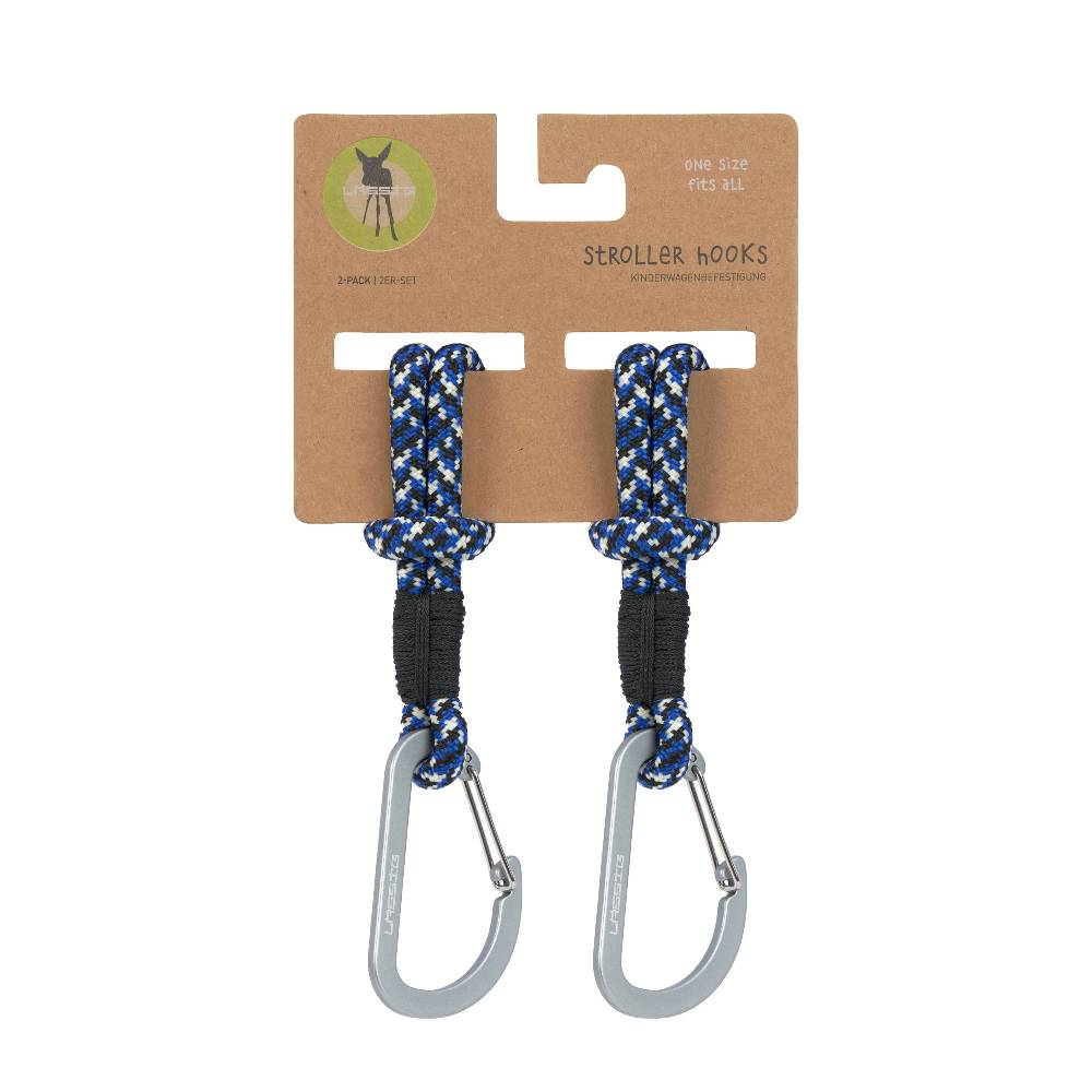 Lässig Kinderwagenhaken 2er Set - Karabiner, Schwarz Blau Versandkostenfrei
