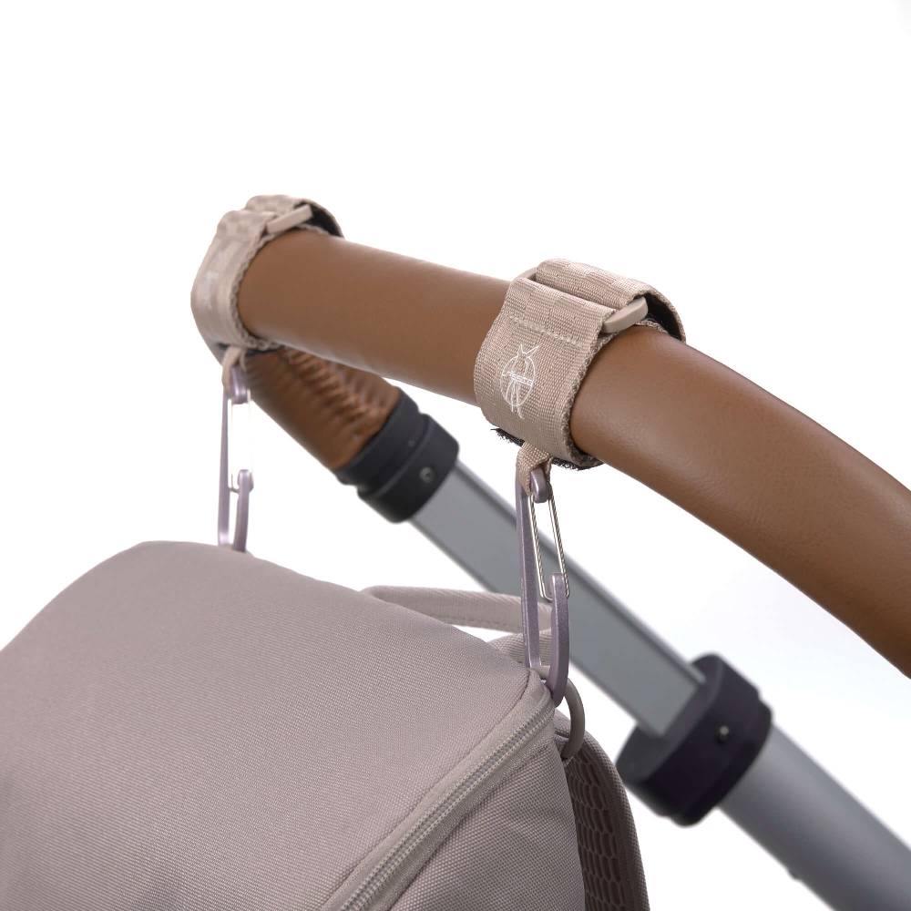 Lässig Kinderwagenhaken 2er Set - Karabiner, Beige Nur noch ein Tag übrig