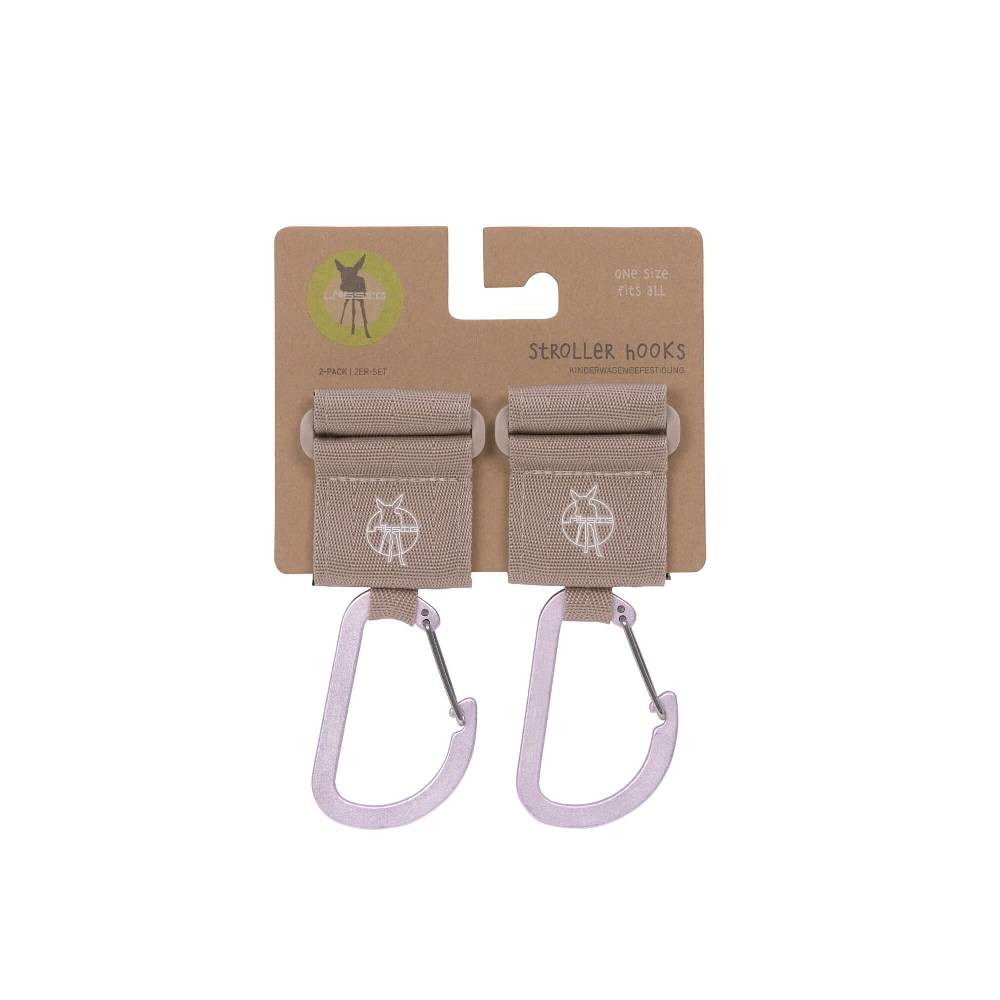 Lässig Kinderwagenhaken 2er Set - Karabiner, Beige Nur noch ein Tag übrig