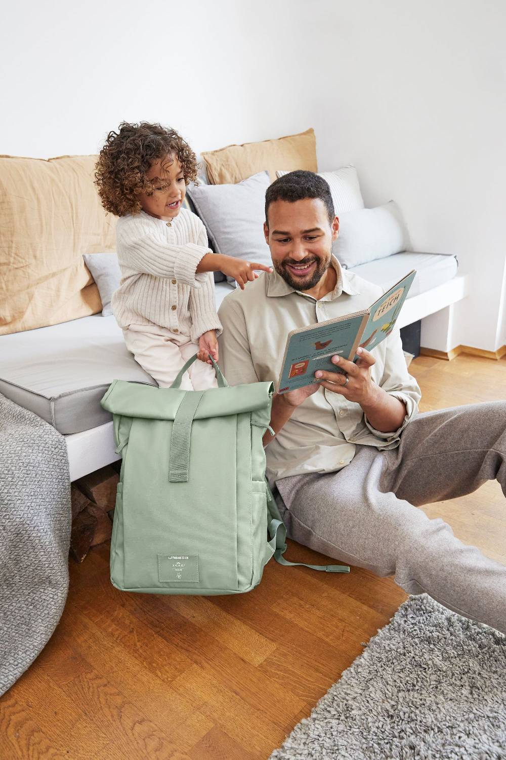 Lässig Wickelrucksack - Rolltop Up Backpack, Silbergrün Clearance-Verkauf