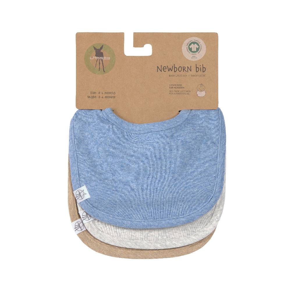 Lässig Spucklätzchen 3er Set - Baumwolle (bio), Blau Hellgrau Beige Begrenztes Angebot