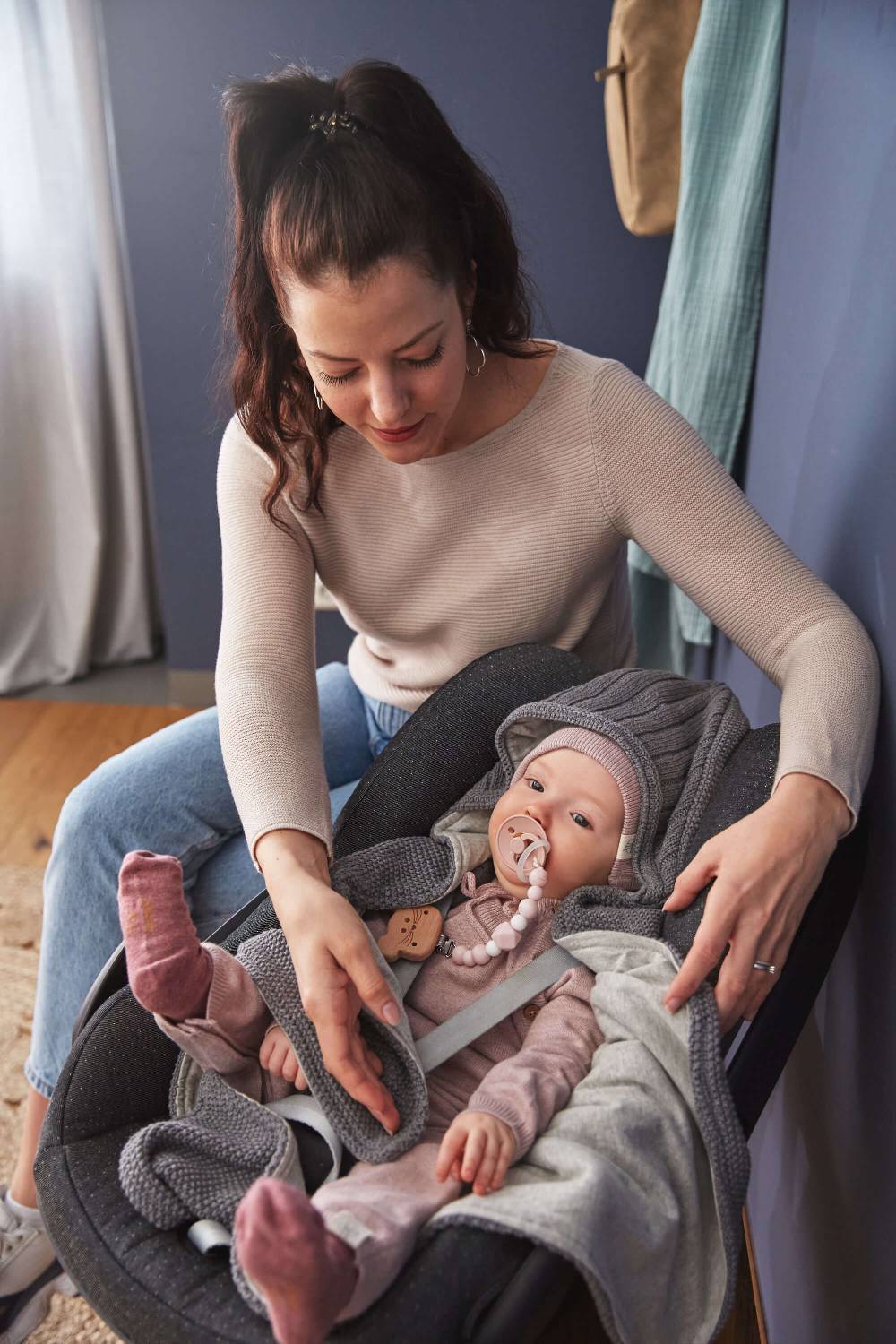 Lässig Einschlagdecke Baby - Bio Baumwolle, Anthrazit Osterangebot