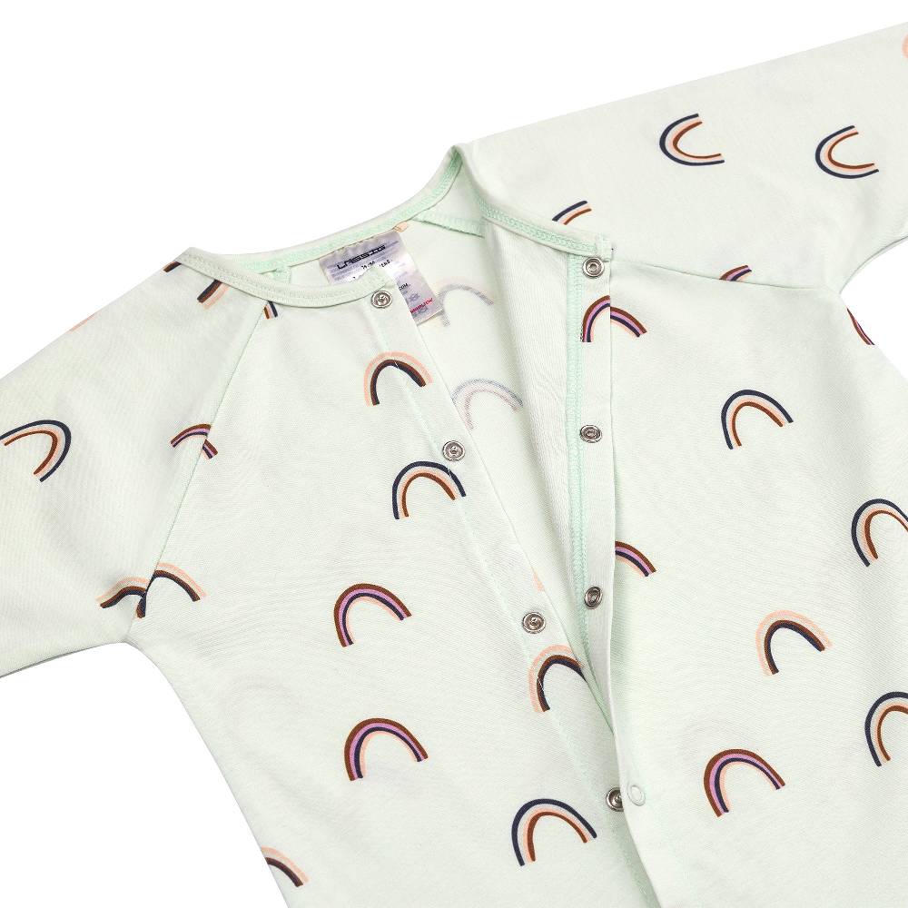 Lässig Baby Schlafoverall - Bio Baumwolle, Regenbogen, Mint Tägliche Deals