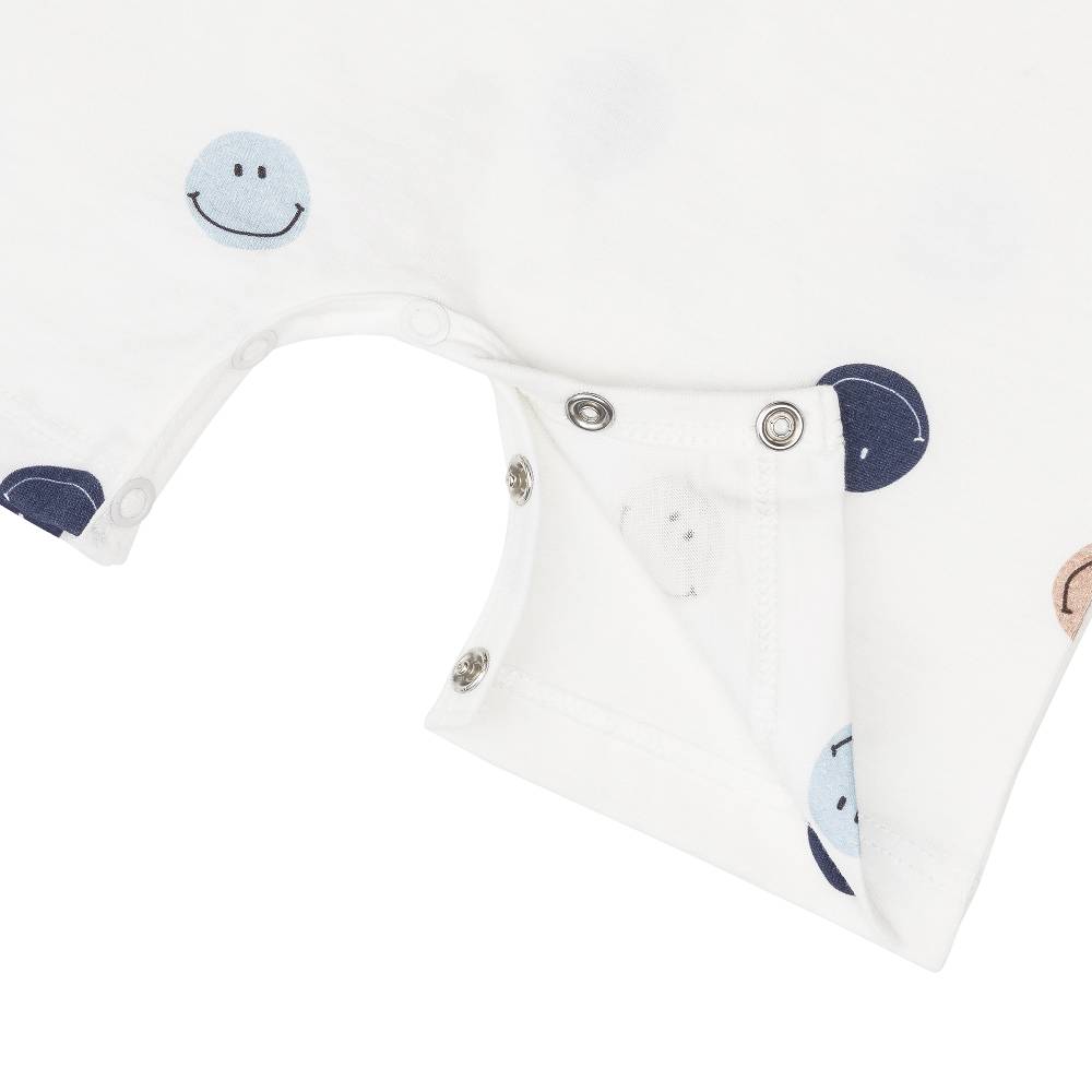 Lässig Baby Jumpsuit - Bio Baumwolle, Smile, Milky Sonderangebot der Fabrik