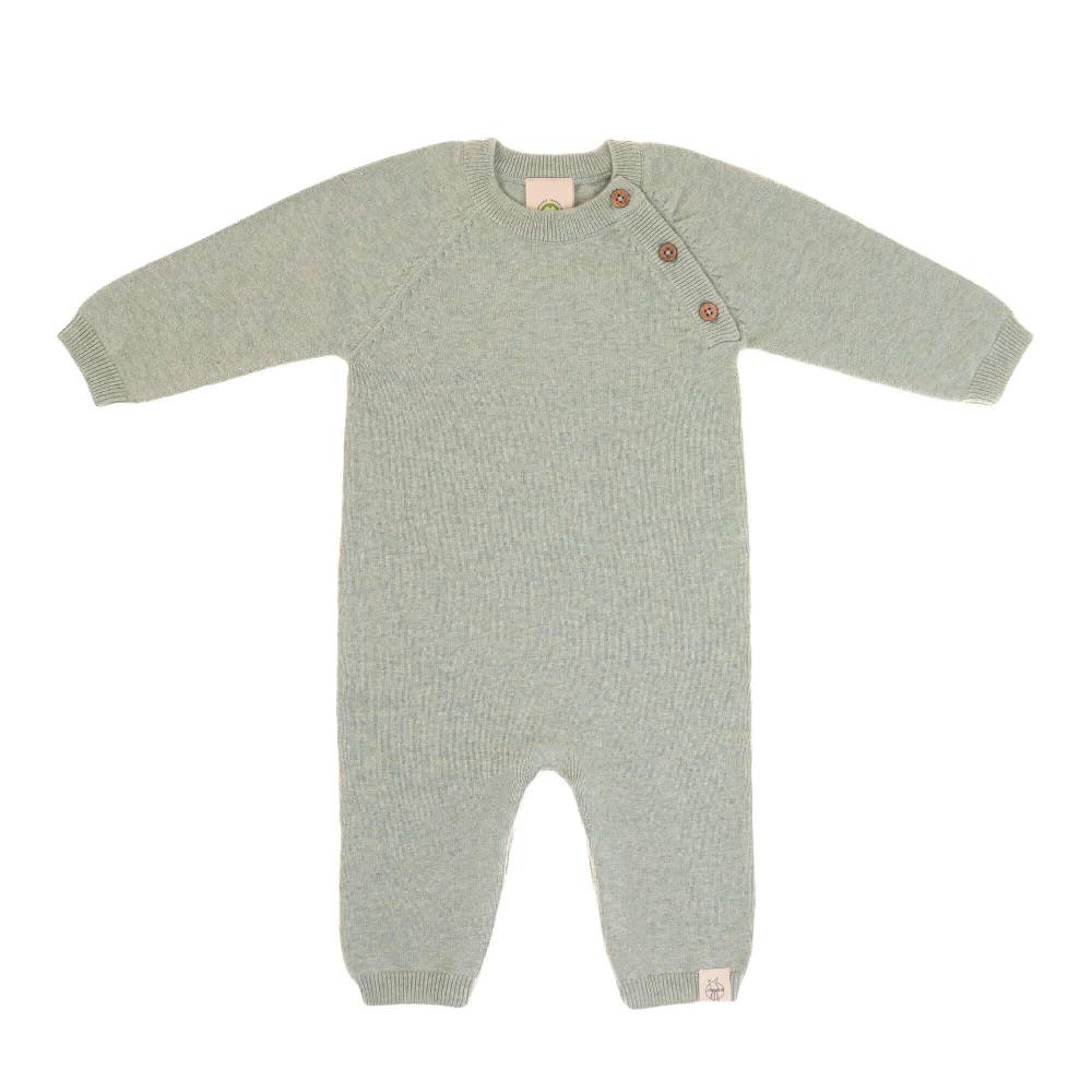 Lässig Baby Strampler - gestrickter Overall, Salbei Preisnachlass