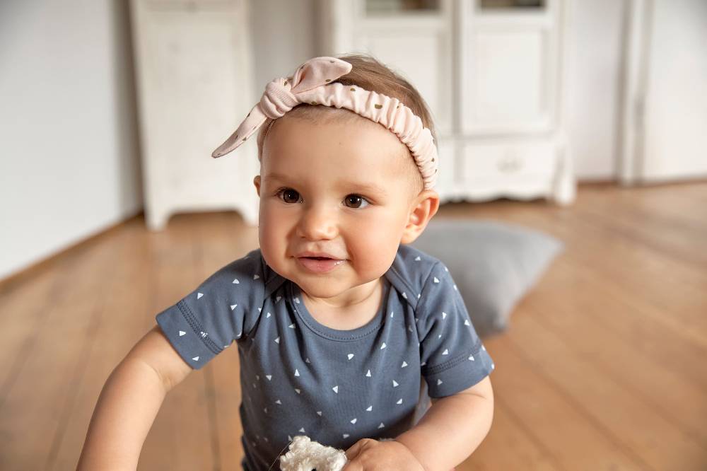 Lässig Baby Stirnband - Bio Baumwolle, Punkte, Rosa Black Friday