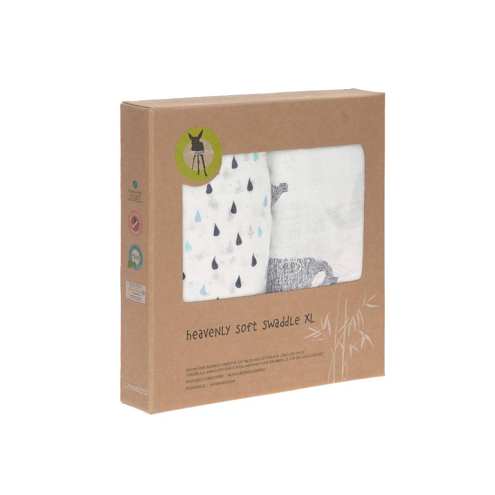 Lässig Mulltücher (2 Stk) - Heavenly Soft Swaddle XL, Little Water Whale Kauf eins, bekomm eins gratis