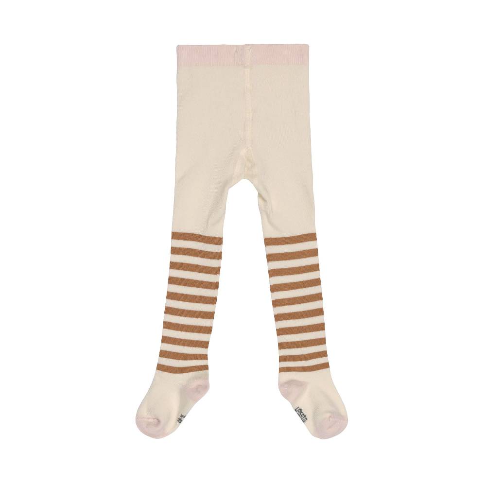 Lässig Strumpfhose GOTS - Tights, Halb Gestreift Weiß Karamell Letzte 3 Tage