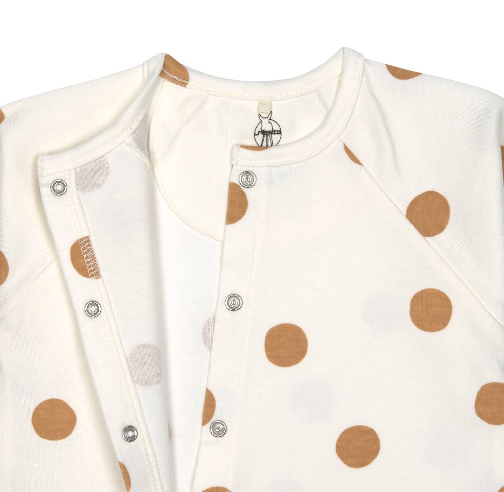 Lässig Baby Schlafanzug mit Füßen - Bio Baumwolle, Big Dots, Weiß Kostenloser Versand international