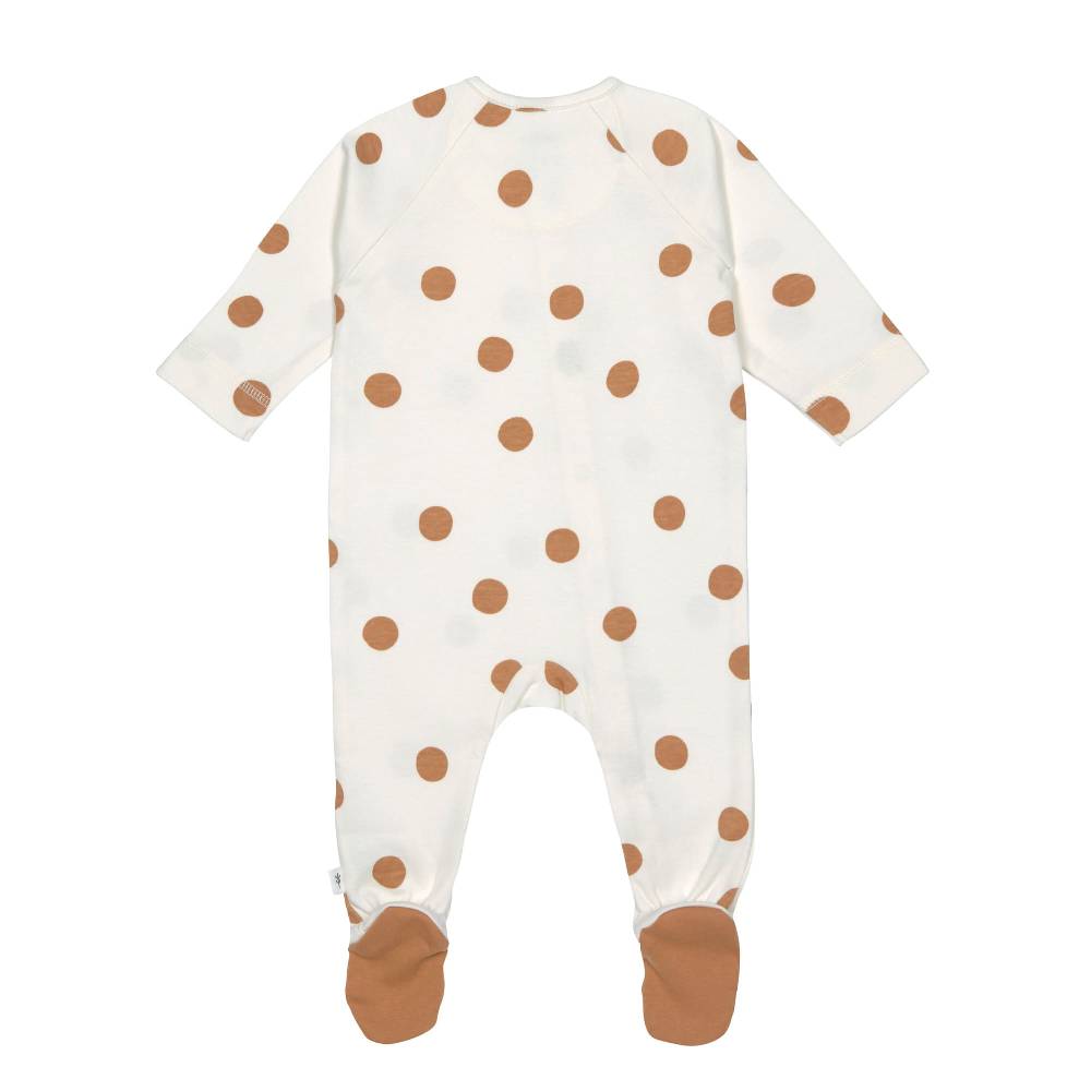 Lässig Baby Schlafanzug mit Füßen - Bio Baumwolle, Big Dots, Weiß Kostenloser Versand international