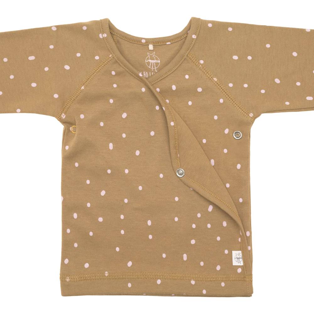 Lässig Baby Wickelshirt - Bio Baumwolle, Dots, Curry Outlet