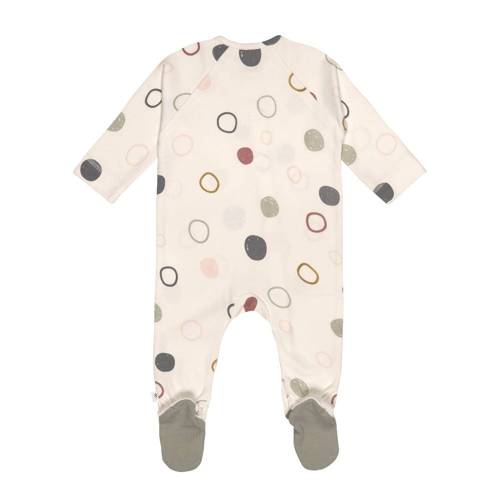Lässig Baby Schlafanzug mit Füßen - Bio Baumwolle, Circles, Weiß Sonderangebot