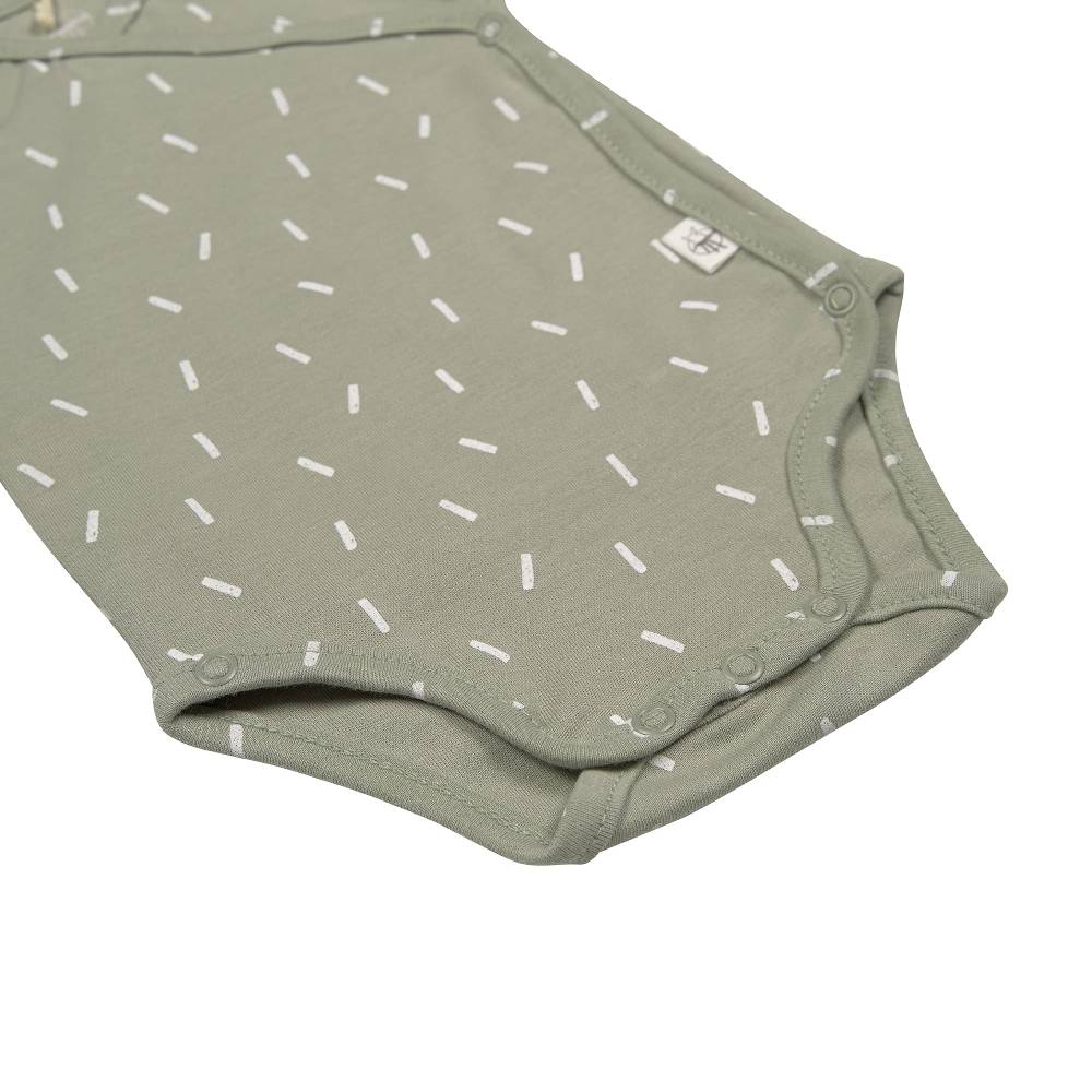 Lässig Baby Wickelbody langarm - Bio Baumwolle, Striche, Oliv Super Sparpreis