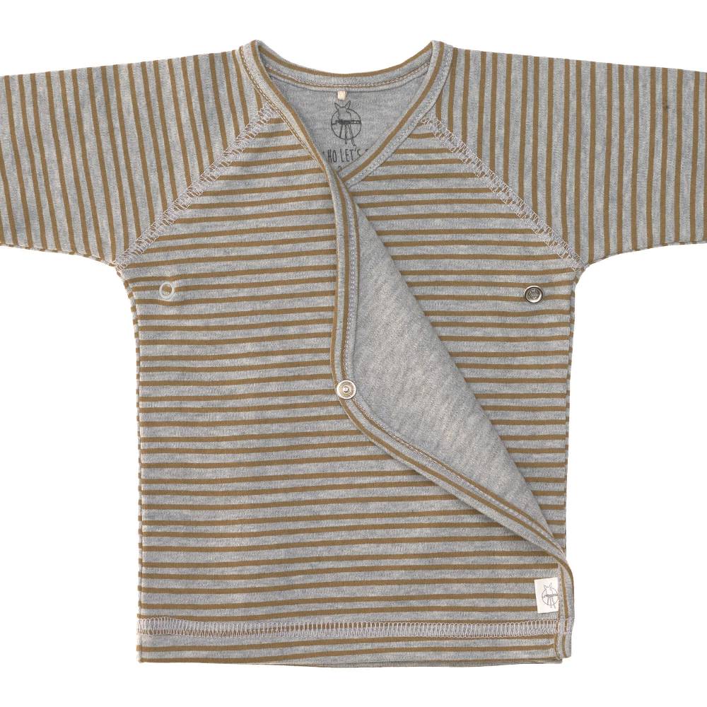 Lässig Baby Wickelshirt - Bio Baumwolle, Striped, Grau Mélange Letzte 3 Tage