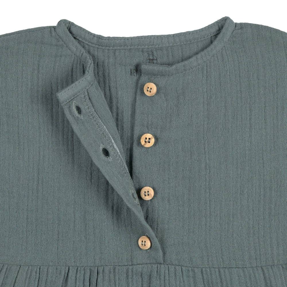 Lässig Musselin Kinderkleid - Bio Baumwolle, Petrolgrün Bis zu 60% Rabatt