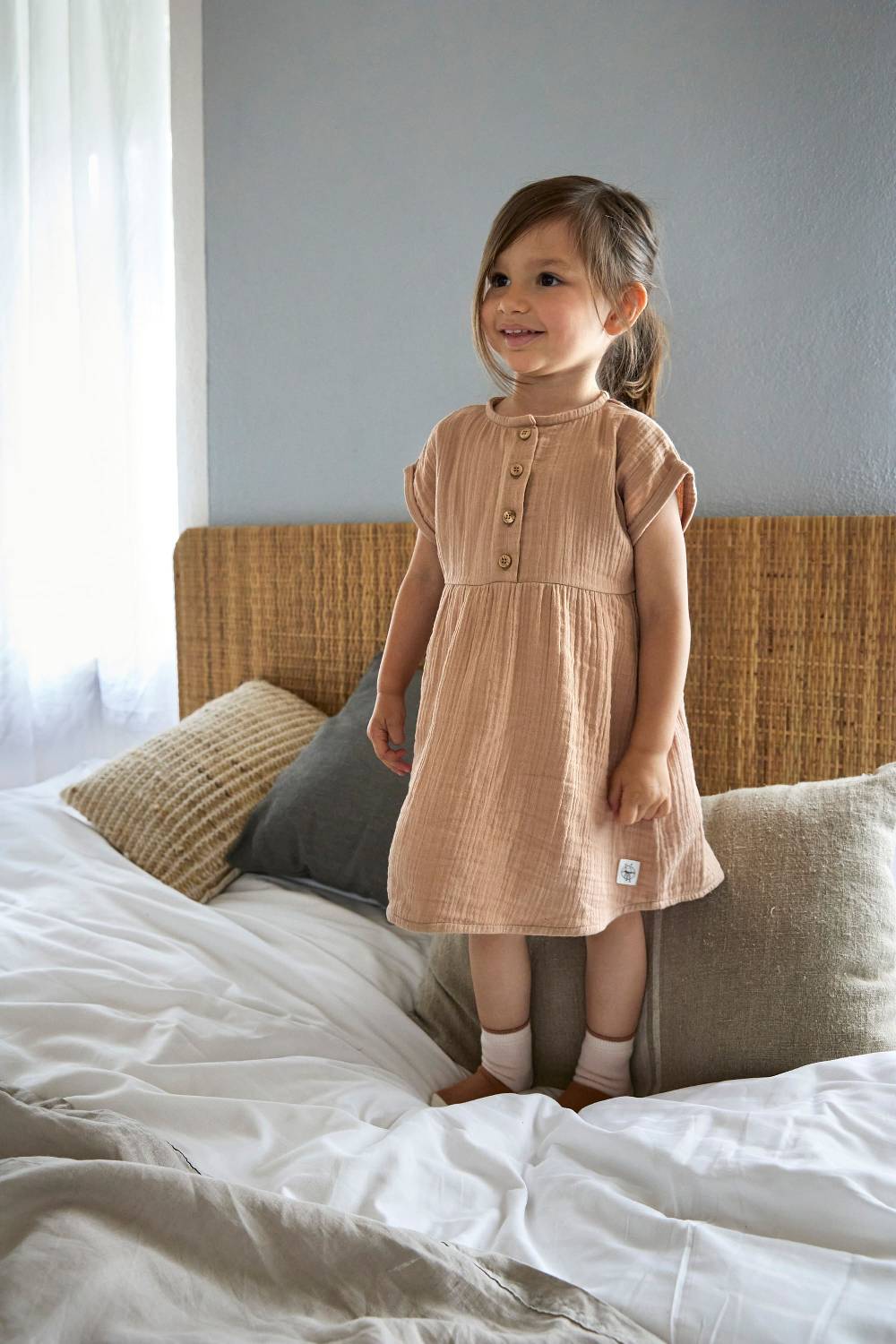Lässig Musselin Kinderkleid - Bio Baumwolle, Orange Vierteljährliche Förderung