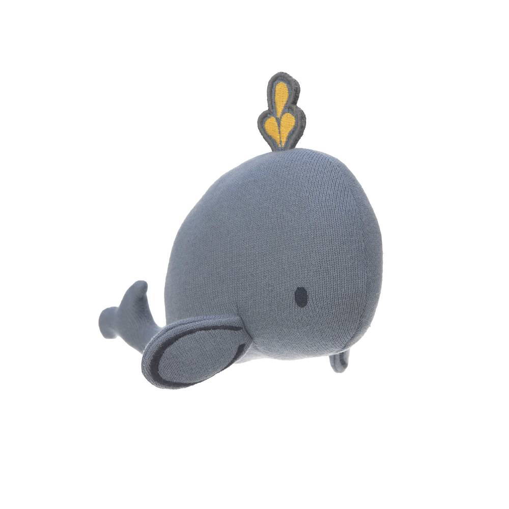 Lässig Kuscheltier mit Rassel & Knisterpapier - Knitted Toy, Little Water Whale 50% Rabatt mit kostenlosem Versand