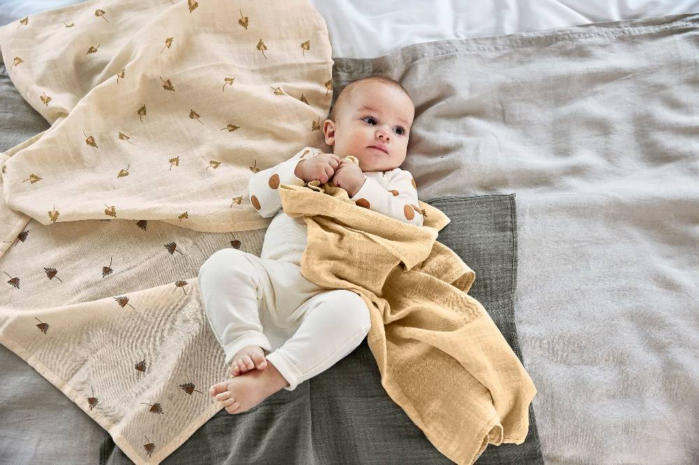 Lässig Mulltücher 2er Set L - Taupe, Grau Fabrikladen