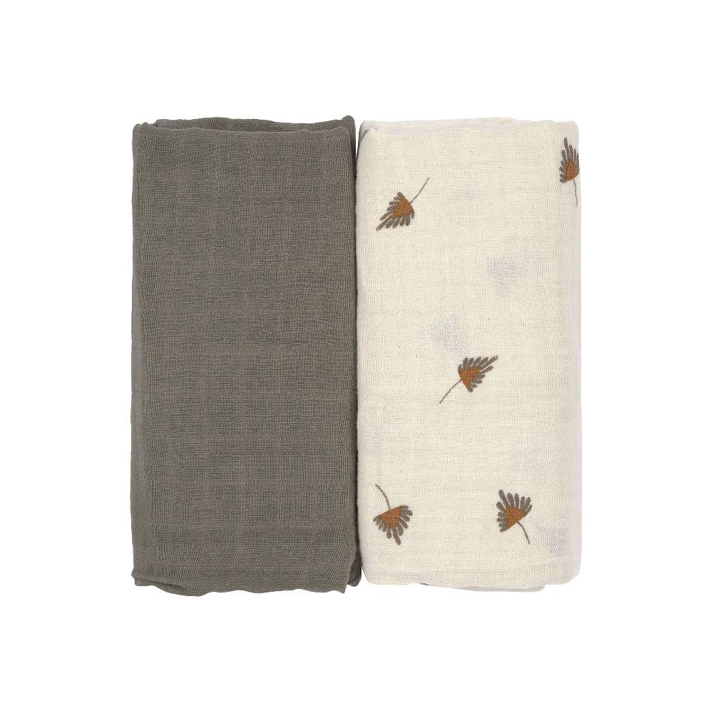 Lässig Mulltücher 2er Set L - Taupe, Grau Fabrikladen