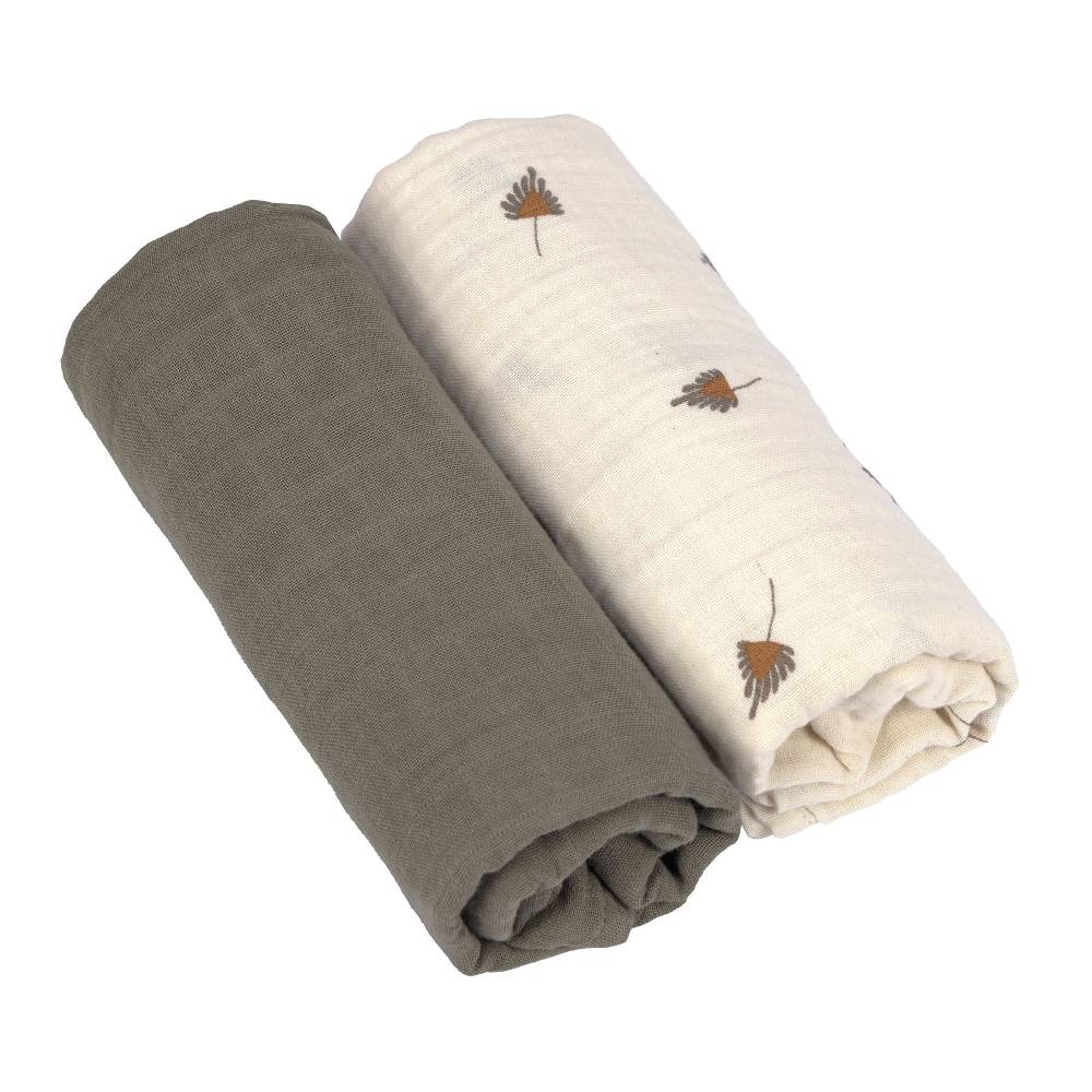 Lässig Mulltücher 2er Set L - Taupe, Grau Fabrikladen
