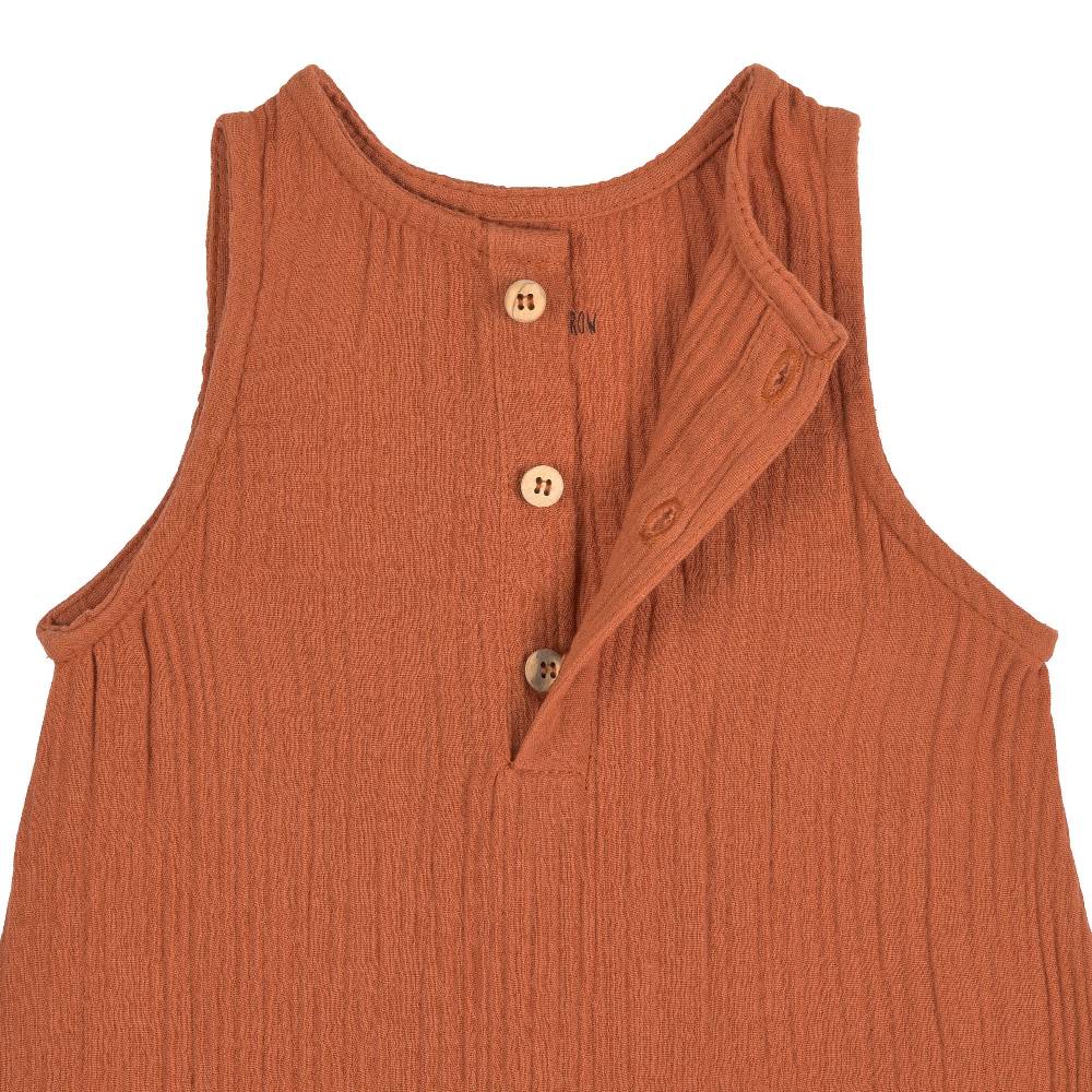 Lässig Baby Jumpsuit - Bio Baumwolle, Rostrot Auslauf